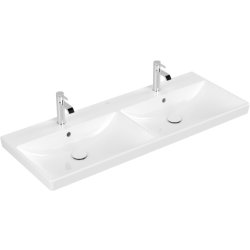 Obiecte sanitare Lavoar dublu Villeroy & Boch Avento 120x47cm cu preaplin, montare pe mobilier, alb Alpin