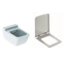 Obiecte sanitare Set vas wc suspendat Geberit Xeno2 Rimfree 54cm, KeraTect si capac cu inchidere lenta, alb