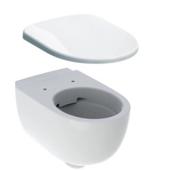 Obiecte sanitare Set vas wc suspendat Geberit Selnova Rimfree, prinderi ascunse si capac cu inchidere lenta, alb