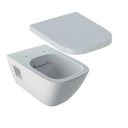 Obiecte sanitare Set vas wc suspendat Geberit Selnova Square Rimfree 35x54cm si capac cu inchidere lenta, alb