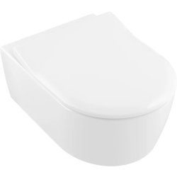Seturi vase WC Set vas WC suspendat Villeroy & Boch Avento DirectFlush Ceramic Plus si capac slim cu inchidere lenta, alb Alpin