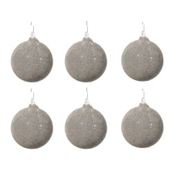 Craciun - Decoratiuni brad Set 6 decoratiuni brad Deko Senso glob 8cm, sticla, argintiu