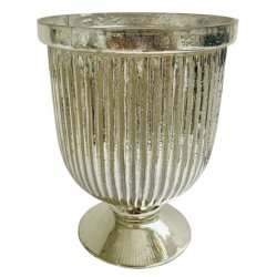 Suport lumanare Deko Senso h18cm, sticla, argintiu