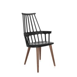 Set 2 scaune Kartell Comback, design Patricia Urquiola, negru - stejar