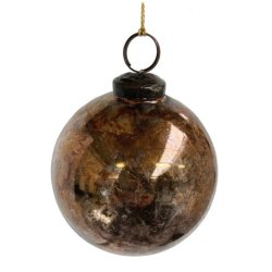 Craciun - Decoratiuni brad Decoratiune brad Deko Senso glob 9cm, sticla, rosu auriu oxidat