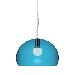 Pendule & Suspensii Suspensie Kartell FL/Y design Ferruccio Laviani, E27 max 15W LED, h33cm, albastru petrol transparent
