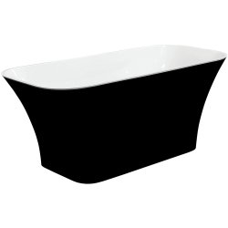 Cazi freestanding Cada free-standing Besco Assos Black & White 160x70cm, negru-alb, ventil click-clack cu top cleaning alb