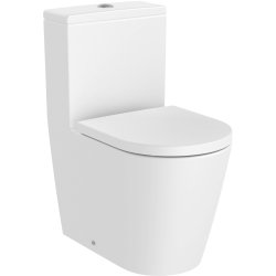Obiecte sanitare Vas wc Roca Inspira Round Rimless Compact, back-to-wall, 375x600mm, alb mat