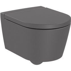 Vas wc suspendat Roca Inspira Round Compact Rimless 370x480cm, onyx