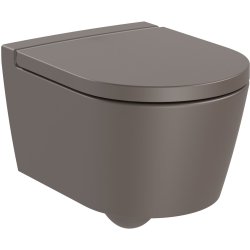 Obiecte sanitare Vas wc suspendat Roca Inspira Round Compact Rimless 370x480cm, cafea