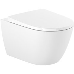Obiecte sanitare Set vas WC suspendat Roca Ona Rimless 53x36cm, alb si capac cu inchidere lenta