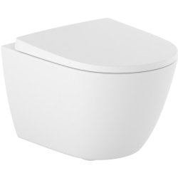Vase WC Vas WC suspendat Roca Ona Compact Rimless 48x36cm, alb mat