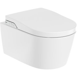 Obiecte sanitare Set complet vas wc suspendat Roca Inspira In-Wash In-Tank Rimless 390x585mm cu functie de bideu, rezervor integrat si capac inchidere lenta, alb