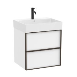 Default Category SensoDays Set mobilier Roca Inspira cu lavoar si dulap baza cu doua sertare, 60cm, alb mat