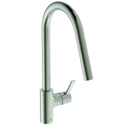 Baterii de bucatarie Baterie bucatarie Ideal Standard Gusto, 235mm, dus extractibil, pipa R rotativa, silver storm
