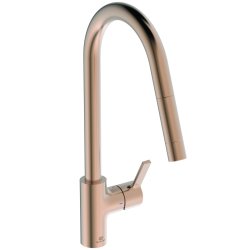 Baterii de bucatarie Baterie bucatarie Ideal Standard Gusto, 235mm, dus extractibil, pipa R rotativa, sunset rose
