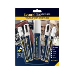 Table de scris & Accesorii Set 5 markere creta Securit Liquid Small, Medium, Large, alb