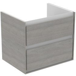 Dulapuri si blaturi pentru lavoare baie Dulap baza Ideal Standard Connect Air 60 cm, lemn gri deschis/alb mat