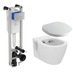 Obiecte sanitare Set vas WC suspendat Ideal Standard Connect Rimless ,capac inchidere lenta si rezervor incastrat ProSys Eco M cu clapeta crom