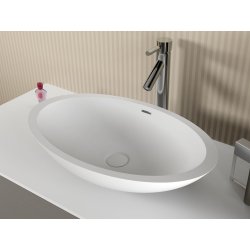 Obiecte sanitare Lavoar oval tip bol Riho Avella 58x36cm Solid Surface, alb mat