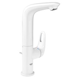 Baterie lavoar Grohe Eurostyle L, pipa inalta, ventil pop-up, alb-crom