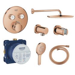 Sisteme de dus incastrate Sistem de dus incastrat termostatat Grohe Grohtherm SmartControl Round cu 2 consumatori, warm susnset