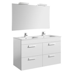 Seturi mobilier baie Set mobilier Roca Debba Standard dulap baza cu 2 sertare 120x46cm alb, lavoar si oglinda iluminata