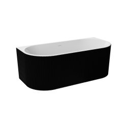 Default Category SensoDays Cada freestanding Besco Leya Black&White 150x75cm, montare la perete, exterior canelat, sifon click-clack cu ornamente albe, negru-alb