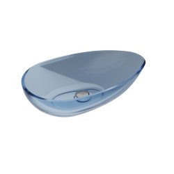 Obiecte sanitare Lavoar oval tip bol Besco Neya 60x35cm, ResiCast, transparent, ventil click-clack crom, Blue Wave