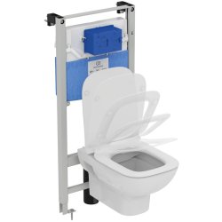 Obiecte sanitare Set vas wc Ideal Standard i.life A Rimless+ cu capac inchidere lenta si rezervor incastrat cu cadru Prosys 120M