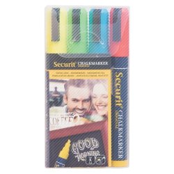 Default Category SensoDays Set 4 markere creta Securit Liquid Medium 2-6mm, albastru, rosu, verde, galben