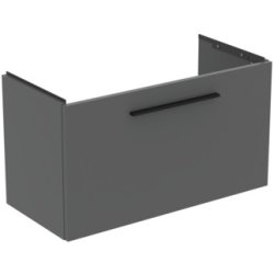 Dulapuri si blaturi pentru lavoare baie Dulap baza suspendat Ideal Standard i.life S cu un sertar, 80cm, gri quartz mat