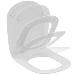 Obiecte sanitare Capac WC Ideal Standard Tesi slim, cu inchidere lenta, pentru vas cu functie de bideu, alb