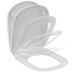 Obiecte sanitare Capac WC Ideal Standard Tesi cu inchidere lenta, pentru vas cu functie de bideu, alb