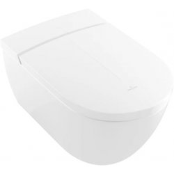 Vase WC si Bideuri inteligente Set vas WC suspendat Villeroy&Boch ViClean l100 DirectFlush, CeramicPlus si capac inchidere lenta cu functie bideu electric, alb