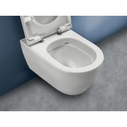 Obiecte sanitare Set vas wc suspendat Hatria Fusion PureRim cu capac Slim, inchidere lenta, alb