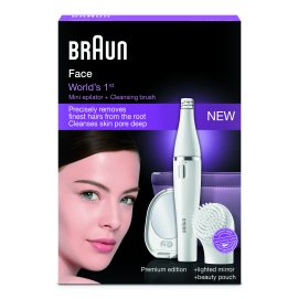 Epilator facial Braun Face 830 Premium Edition, cu perie cu micro-oscilatii pentru curatare faciala si oglinda
