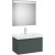 Set mobilier Roca Ona cu dulap baza cu un sertar 80cm si lavoar si oglinda cu iluminare LED, verde mat