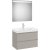 Set mobilier Roca Ona cu dulap baza cu doua sertare 80cm si lavoar si oglinda cu iluminare LED, gri mat