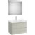 Set mobilier Roca Ona cu dulap baza cu doua sertare 80cm si lavoar si oglinda cu iluminare LED, stejar alb
