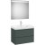 Set mobilier Roca Ona cu dulap baza cu doua sertare 80cm si lavoar si oglinda cu iluminare LED, verde mat