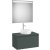 Set mobilier Roca Ona cu dulap baza cu un sertar 80cm pentru lavoar pe blat si oglinda  cu iluminare LED, verde mat