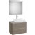 Set mobilier Roca Ona cu dulap baza cu doua sertare 80cm pentru lavoar pe blat dreapta si oglinda  cu iluminare LED, ulm inchis