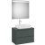 Set mobilier Roca Ona cu dulap baza cu doua sertare 80cm pentru lavoar pe blat si oglinda  cu iluminare LED, verde mat