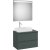 Set mobilier Roca Ona cu dulap baza cu doua sertare 80cm pentru lavoar pe blat stanga si oglinda  cu iluminare LED, verde mat