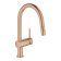 Baterie bucatarie Grohe Minta cu dus extractibil, pipa C, brushed warm sunset