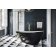 Cada free-standing Besco Keya Black & White 165x70cm, negru-alb, ventil click-clack cu top cleaning grafit