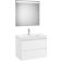 Set mobilier Roca Ona cu dulap baza cu doua sertare 80cm si lavoar si oglinda cu iluminare LED, alb mat