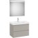 Set mobilier Roca Ona cu dulap baza cu doua sertare 80cm si lavoar si oglinda cu iluminare LED, gri mat