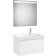 Set mobilier Roca Ona cu dulap baza cu un sertar 80cm si lavoar asimetric orientare dreapta si oglinda cu iluminare LED, alb mat